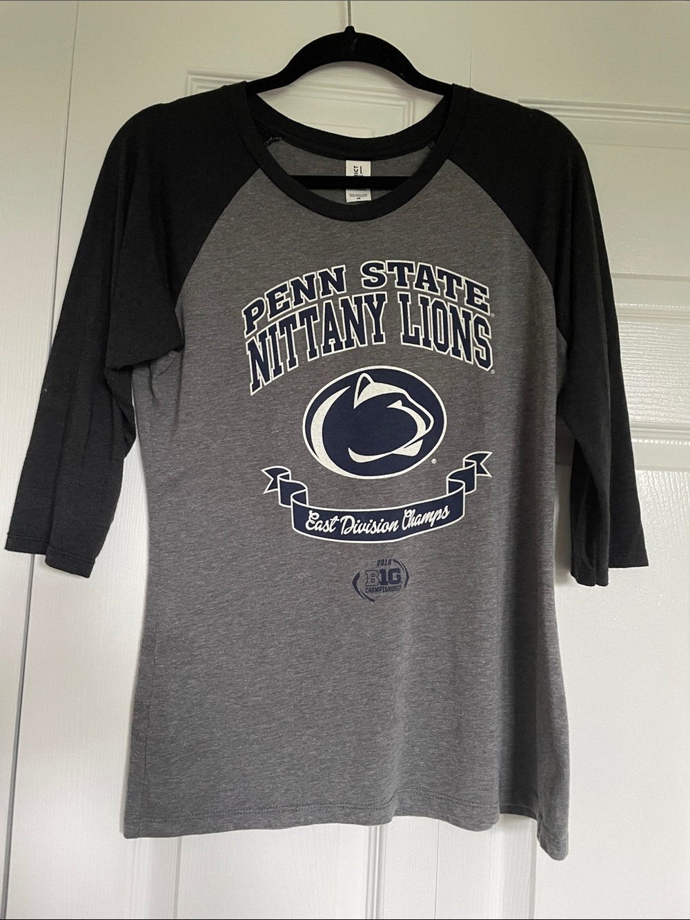 Women’s 3/4 length Penn State Big Ten East Champions baseball T